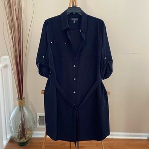 Navy blue button up shirt dress size 18W